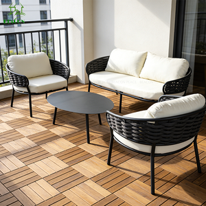 Canapé <span class=keywords><strong>de</strong></span> <span class=keywords><strong>jardin</strong></span> en aluminium <span class=keywords><strong>de</strong></span> luxe moderne pour hôtel, 3 places, pour <span class=keywords><strong>balcon</strong></span> extérieur et cour arrière - Product Image 2