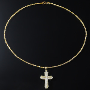 New Simple Popular Design Alloy Gold Plated <b>Cross</b> Pendant Necklace Hiphop Stainless Steel <b>Chain</b> Men's Necklaces Fashion Jewelry - Product Image 2
