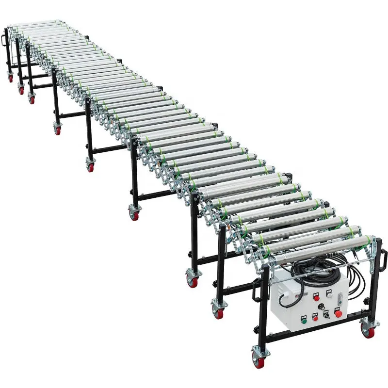 Motorized Telescopic Flexible Power Roller Conveyor For Container Loading And Unloading