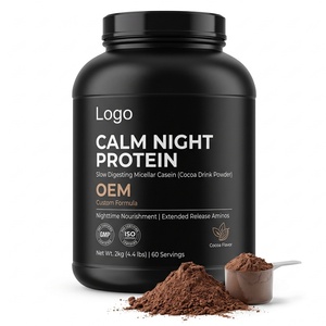 Proteína Calm Night en Polvo, Certificada por GMP e ISO, Fórmula Personalizada <span class=keywords><strong>de</strong></span> Digestión Lenta, Caseína Micelar, Nutrición Nocturna, Bebida <span class=keywords><strong>de</strong></span> Cacao - Product Image 1