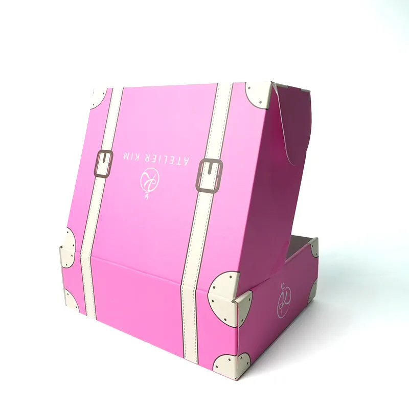 Lüks Kraft pembe kozmetik oluklu ambalaj posta kutuları nakliye kağıt takım elbise kutuları kutuları