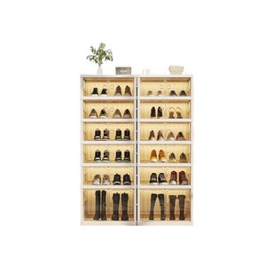 Armadio Portascarpe Pieghevole a 6 Ripiani in Plastica con Porte Trasparenti, Organizzatore per Scarpe Pieghevole, Produttore OEM per Vendita all'Ingrosso - Product Image 6