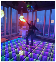 Compre 100 y Obtenga 144 Piezas: Pista de Baile LED Magnética 3D con Espejo Infinito de Vidrio Templado Iluminado, Portátil, DMX, de 2x2 pies, con Cable, para Bodas y Fiestas
