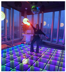 Flyko Infinity Tempered Glass thắp sáng xách tay <span class=keywords><strong>DMX</strong></span> 2ft bởi 2ft có dây 3D Gương Nam châm Led sàn nhảy cho tiệc cưới - Product Image 6