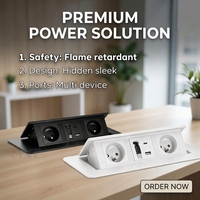 Prise de courant électrique de table avec câble rétractable et ports USB A+C, double alimentation FR pour mobilier de bureau