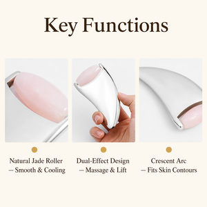 OEM <span class=keywords><strong>Rouleau</strong></span> de massage facial et corporel 2-en-1 en <span class=keywords><strong>quartz</strong></span> rose et <span class=keywords><strong>jade</strong></span>, outil de massage facial, <span class=keywords><strong>rouleau</strong></span> de massage en <span class=keywords><strong>jade</strong></span> et Gua Sha en métal - Product Image 3