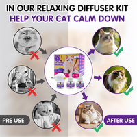 Nouveau produit 4 en 1 Kit de diffuseur apaisant pour chat 90 jours de relaxation aux phéromones 48ml recharge enfichable pour tous les diffuseurs courants pour chats