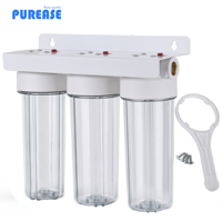 PUREASE kustomisasi pabrik Filter air seluruh rumah 10 inci sistem 3-tahap dengan benang 1 "1" 2 1/4 "3/4" untuk minuman rumah