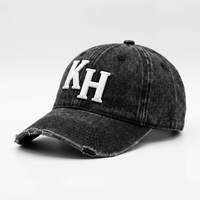 Casquette de baseball personnalisée en jean vieilli - Casquette personnalisée avec logo brodé 3D - Casquette à panneaux OEM ODM