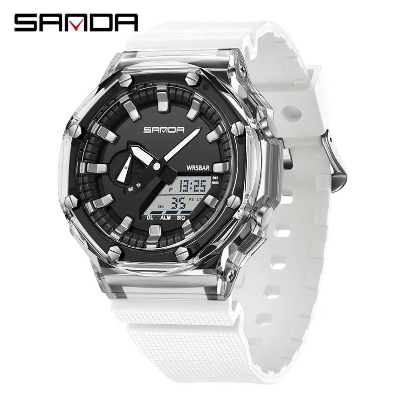 SANDA montre hommes 3341 sport 50M étanche LED horloge numérique homme montre-bracelet reloj Double affichage multifonctionnel montres à quartz