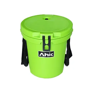 Ice bucket WIth Shoulder Strap Insulated Rotomolded PE Material Camping Round ice bucket Cooler Box