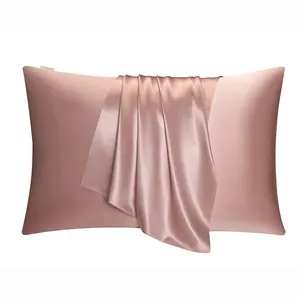 Funda de almohada de satén de seda Natural, grado 6A, 22 Momme, multicolor, tamaño con cremallera, estilo de seda