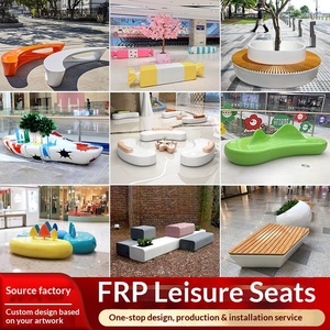 Chaise de loisirs en fibre de verre à effet bois et banc commercial personnalisable pour espaces extérieurs de bâtiments de bureaux, origine Guangdong - Product Image 3