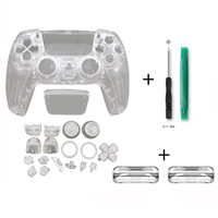 Coque de remplacement transparente pour manette PS5, kit complet DIY avec outils et capuchons de joysticks