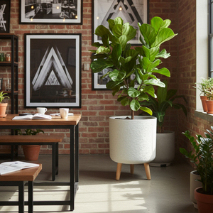 Jardinière <span class=keywords><strong>ronde</strong></span> rustique de grande taille, de haute qualité et résistante, pour arbres, pots de plantes décoratifs texturés <span class=keywords><strong>en</strong></span> gypse, <span class=keywords><strong>en</strong></span> plastique avec pieds <span class=keywords><strong>en</strong></span> <span class=keywords><strong>bois</strong></span> - Product Image 3