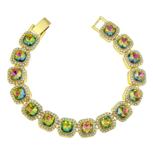 Nueva Pulsera de Cadena de Aleación con Diseño Cuadrado Innovador y Pedrería de Colores, Múltiples Modelos, Decoración de Mano para Hombre, Joyería de Moda - Product Image 1