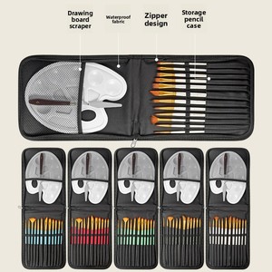 15-Mảnh Nylon Tóc Gỗ Xử Lý Nghệ Thuật Sơn Bàn Chải Thiết Lập Với Vải Sơn Túi Palette Fan Hình Acrylic Sơn Bàn Chải - Product Image 2