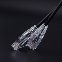 OEM kabel Patch UTP CAT6A Ultra ramping, kabel Patch tanpa pelindung 28AWG CAT6a UTP PVC transparan 1m