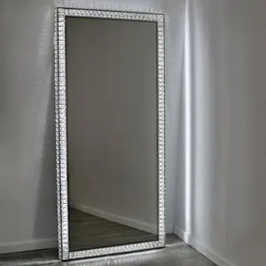 LED beleuchtete Diamant Kristall Salon Voll boden Spiegel Station für Schönheits salon