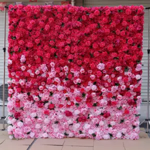 SN-D009 Customized Roll Up Gradient Artificial Flower Wall Backdrop Artificial Flowers For Wall Decoration