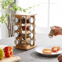 Étagère de rangement pour épices en bambou, support rotatif multi-trous pour assaisonnements sur comptoir, support en bois massif pour capsules de café pour la cuisine