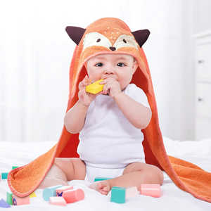 Toallas de Baño para Niños, Lindas, Suaves, de Secado Rápido, Antimicrobianas, de Algodón, con Capucha, Toalla de Baño Personalizable con Logotipo, Poncho de Baño con Diseño de Animales - Product Image 1