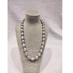 Collar de perlas grises Kalki de agua dulce de estilo Vintage, joyería de cuentas finas de 9-10mm para tipo de cadenas de boda o regalo - Product Image 1