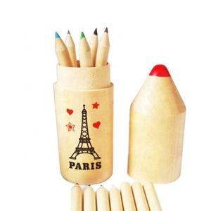 Regalos de Navidad Personalizados y Económicos para Niños, Ecológicos, en Tubo de Madera Natural, Lápices de Colores con Logotipo Personalizado - Product Image 1