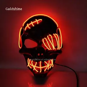 Máscara de terror com LED para Halloween, máscara com luz de carregamento USB para fantasia de bola, material ideal para festas