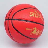 Année du Cheval Rouge Vente en Gros N° Ballon de basketball 5 6 7 pour adultes, club, école, entraînement, extérieur, PU durable, résistant à l'eau, écologique