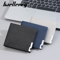 Baellerry 2025 baru kelas atas pria dompet pendek sederhana netral PU lipat dua penutupan terbuka ukuran kecil untuk siswa grosir