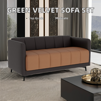 Ensemble canapé d'angle moderne en velours vert touffeté Salon Salle à manger Design européen Mousse lit Cuir Bois Meubles Décoration
