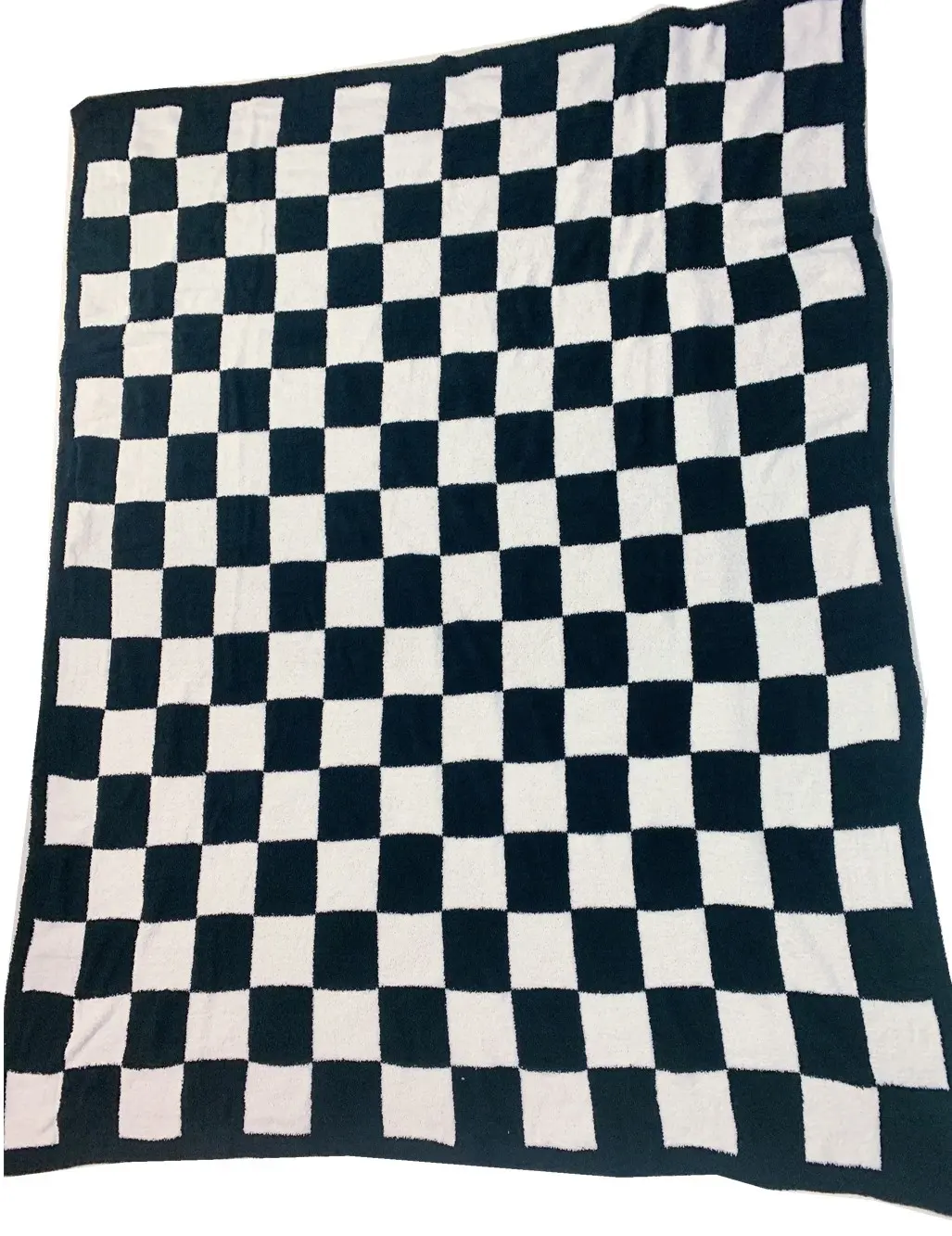 Garn gestrickte Decke Großhandel schwarz und weiß kariert dick schwer weich weich flauschig Feder wurf für Erwachsene Luxus 100% Polyester