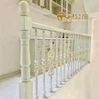 Rampe d'escalier Copper Mansion Modèle 008 - Aluminium moderne, simple et luxueux avec accents blancs et dorés, design rotatif