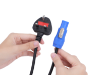 Cordon d'alimentation CA KESHI UK, rallonge 240V, 3 prises, câble SJTW, 15A, en PVC, cuivre, bleu, blanc, fiche aviation, longueur 1m