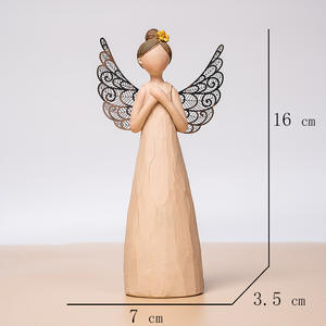 İskandinav karikatür süs melek heykel Lron kanatları kızlık melek el boyama reçine heykeli - Product Image 5
