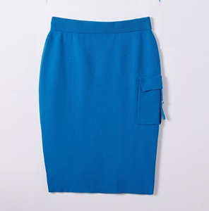 Conjunto de Dos Piezas de Falda <span class=keywords><strong>Midi</strong></span> para Mujer, Conjunto de Punto Azul Otoñal, Suave, Transpirable y Elegante con Cinturón Cargo - Product Image 3