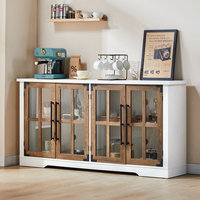 Buffet de cuisine de luxe Fondlive avec porte coulissante de 63 pouces, en bois, avec verre trempé, couleur personnalisée, pour la salle à manger