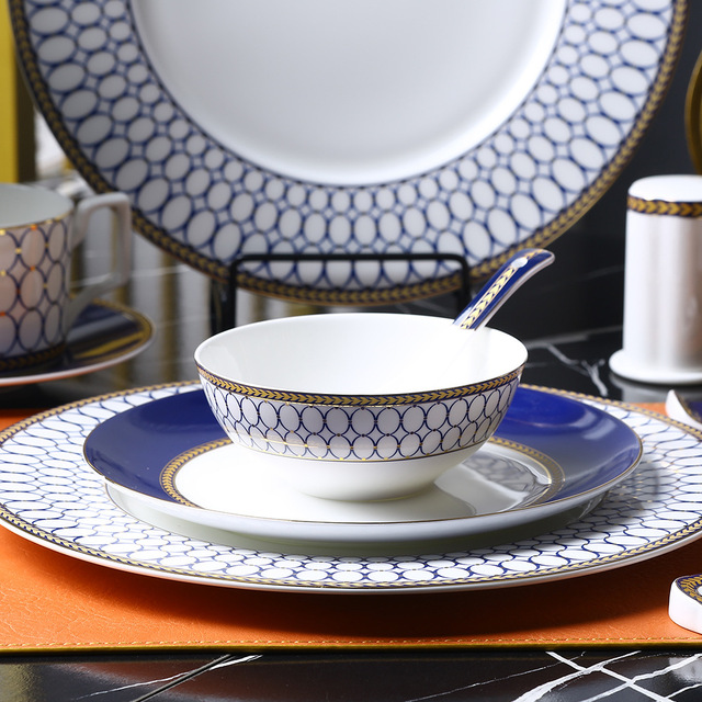Luxury European Style Dinnerware Ceramics Porcelain Tableware Includes Bowls Plates Dish for Sushi