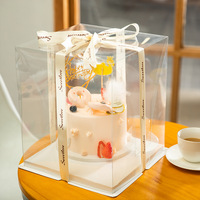 Emballage de boîte à gâteau transparente de 8 pouces en plastique de boulangerie avec logo personnalisé Boîte à gâteau transparente avec couvercle transparent Boîte de présentation d'anniversaire