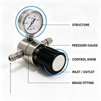 Vanne de régulation de gaz à diaphragme en acier inoxydable 316L avec manomètre, régulateur de gaz tropical antirouille pour conduite de gaz GPL et gaz de ville