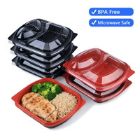 Boîte de préparation de repas à 1 compartiment en PP avec couvercle en PET sans BPA, compatible micro-ondes, pour emporter