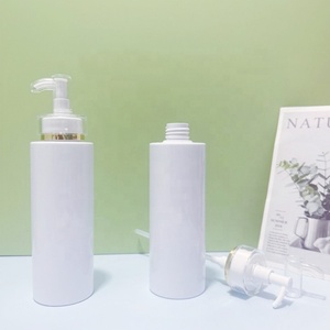 Botella Redonda de Plástico PET Blanca de 100ml, 200ml, 300ml con Bomba Dosificadora para Envasado de Gel de Ducha, Loción Corporal y Champú, con Cabeza Acrílica - Product Image 3