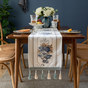 High Quality European Flower <strong>Table</strong> <strong>Runner</strong> Chenille Tassel Home Tablecloth Polyester Embroidered <strong>Table</strong> Flag Delicate <strong>Table</strong> <strong>Runner</strong> - Product Image 1