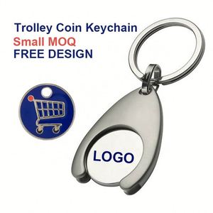 Llaveros promocionales personalizados de aleación de zinc con moneda para carrito/carro, artículos de marca económicos con MOQ bajo, de moda, con grabado impreso - Product Image 1