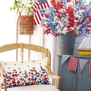 RABUSOFA 12x20 pulgadas patriótico corazón estrella Floral fundas de almohada rojo blanco azul Memorial Day decoración del Día DE LA Independencia - Product Image 5