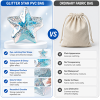 Pochette cosmétique personnalisée en PVC en forme d'étoile, étui à bijoux pentagramme, pochette de maquillage transparente, boîte de rangement pour pendentifs