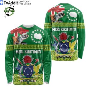 Poliéster de alta calidad personalizado <span class=keywords><strong>playa</strong></span> Navidad Islas Cook camiseta hombres mujeres vacaciones tropicales Casual Streetwear Slim Fit Top - Product Image 5