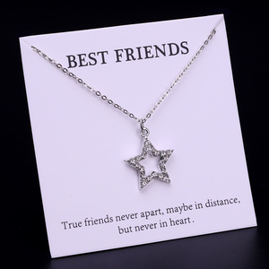 Il cuore con strass di cristallo rende una carta dei desideri la migliore amica delle donne corona luna stelle gioielli collana a catena - Product Image 2
