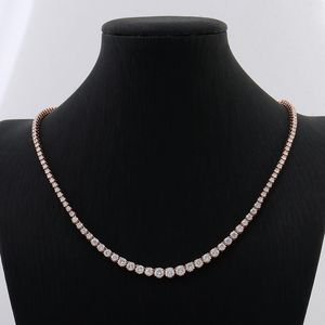 Luxury Shining Fine Custom Solid Gold Jewelry VVS lab Diamond Tennis Chain Choker collane in oro reale donna uomo - Product Image 2